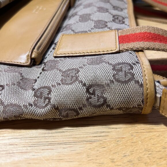 Authentic Gucci Taupe Brown Canvas Leather Shoulder Tote Handbag - Picture 16 of 16